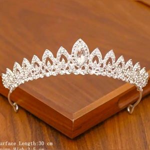 Luxury Rhinestone Bridal Crown Tiara 💖 Silver plated